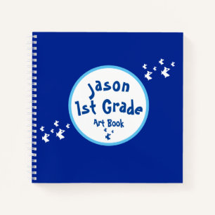 Personalized First Grade Fish Art Sketchbook Notebook
