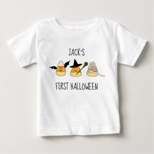 Personalized First Halloween Candy Corn Baby T-Shirt