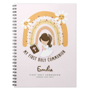 Personalized First Holy Communion Brown Hair Girl  Notebook