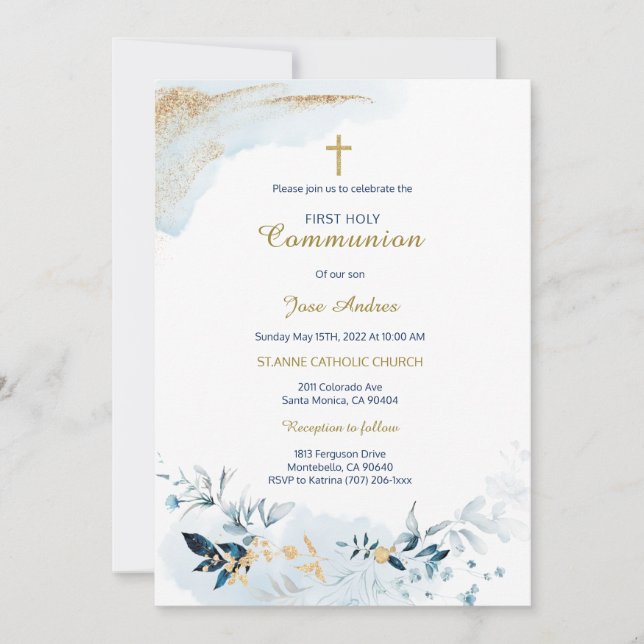 Personalized First Holy Communion Card (Front)