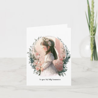 Personalized First Holy Communion Card for Girl