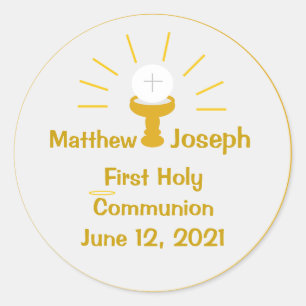 Personalized First Holy Communion Classic Round Sticker