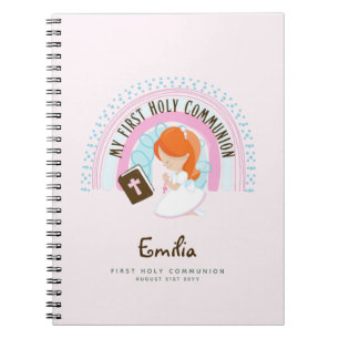 Personalized First Holy Communion Red Hair Girl Notebook