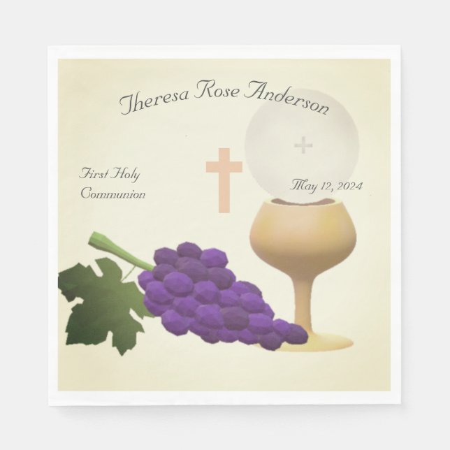 Personalized First Holy Comunnion Paper Napkin (Front)