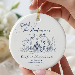 Personalized First Home Christmas Ceramic Ornament