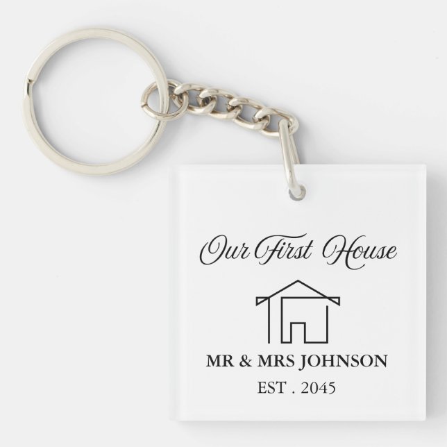 Personalized First Home Realtor Closing Gift Keychain (Front)
