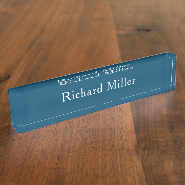 Personalized First & Last Name Blue Nameplate (Side)