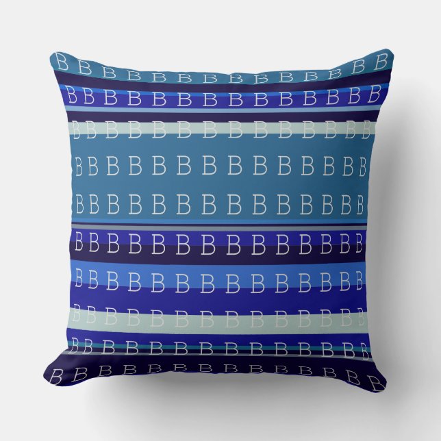 personalized first letter of your name blue throw pillow (Front)