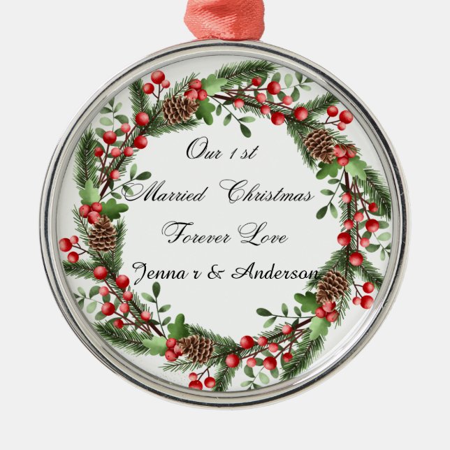 Personalized First Married Christmas Ornament (Front)