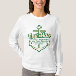 Personalized First Mate Anchor Nautical Tee