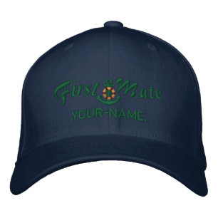 Personalized First Mate Lifesaver Anchor Green Embroidered Hat