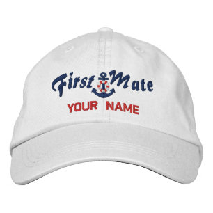 Personalized First Mate Lifesaver Anchor Your Name Embroidered Hat
