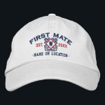 Personalized First Mate Nautical Monogram & more Embroidered Hat<br><div class="desc">A classic crossed anchors nautical style with a monogram applique,  a custom personalized embroidered cap for a first mate of special occasions. 
 
 


 
Use the "Ask this Designer" link to contact us with your special design requests or for some assistance with any of your customization needs.</div>