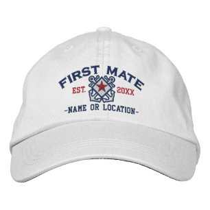 Personalized First Mate Nautical Star Embroidery Embroidered Hat