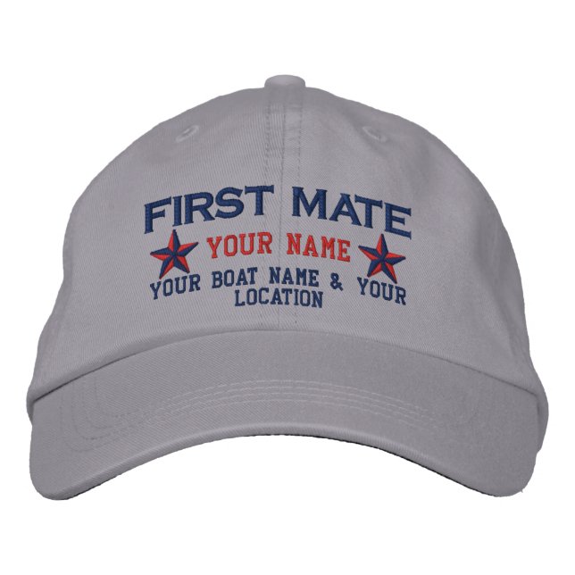Personalized First Mate Stars Cap Embroidery (Front)
