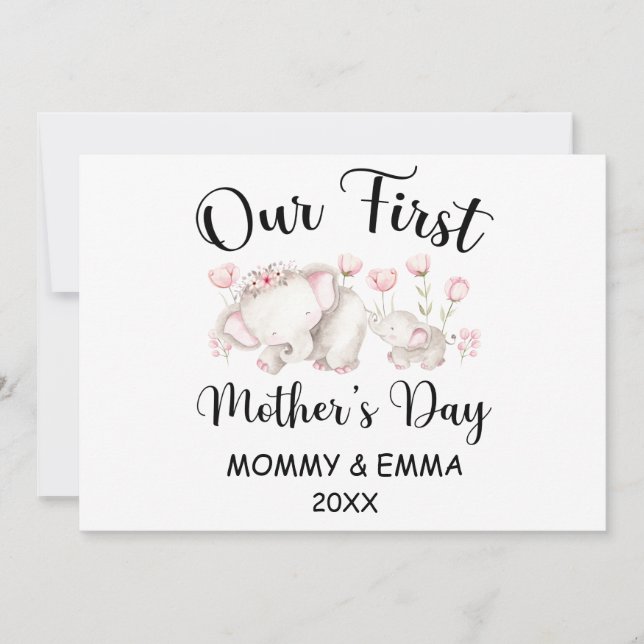 Personalized First Mothers Day 2023, Custom Names Holiday Card (Front)