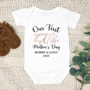Personalized First Mothers Day 2024, Custom Names Baby Bodysuit