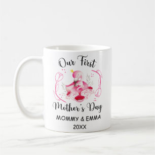 Personalized First Mothers Day 2025, Custom Names  Coffee Mug