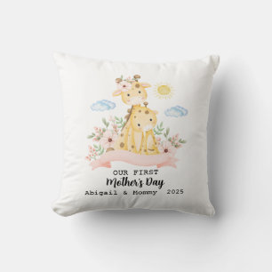 Personalized First Mothers Day 2025 Custom Names Throw Pillow