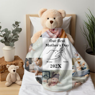 Personalized First Mother's day Photo Collage  Fleece Blanket