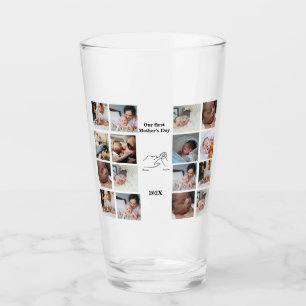 Personalized First Mother's day Photo Collage  Glass