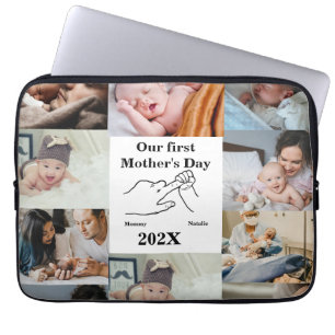 Personalized First Mother's day Photo Collage  Laptop Sleeve