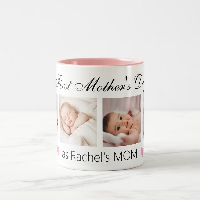 Personalized First Mother's Day Photo Two-Tone Coffee Mug (Center)