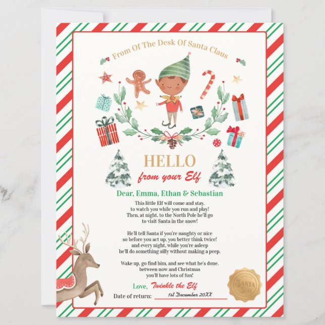 Personalized First Time Elf Arrival Letter (Front)