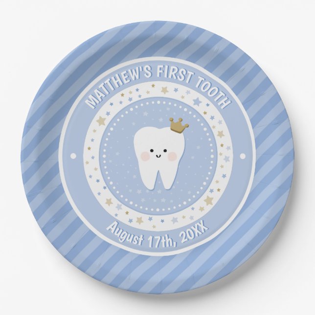 Personalized First Tooth  Paper Plate (Front)