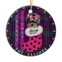 Personalized First Xmas Tree Dog Ceramic Ornament