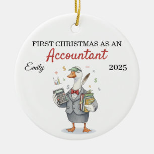 Personalized First Year Accountant silly goose Ceramic Ornament