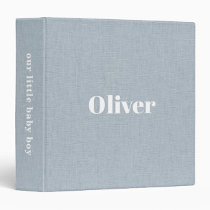 Personalized First Year baby Boy Photo Album Linen Binder