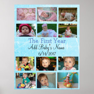 Personalized First Year Collage Baby Photo Poster
