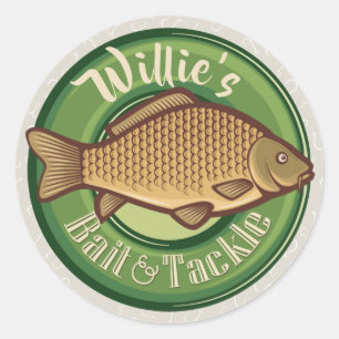 Personalized Fish and Tackle Shop Fishing Angler Classic Round Sticker