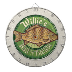 Personalized Fish and Tackle Shop Fishing Angler Dartboard