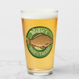 Personalized Fish and Tackle Shop Fishing Angler Glass