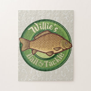 Personalized Fish and Tackle Shop Fishing Angler Jigsaw Puzzle