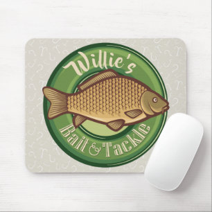 Personalized Fish and Tackle Shop Fishing Angler Mouse Pad