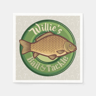 Personalized Fish and Tackle Shop Fishing Angler Napkin