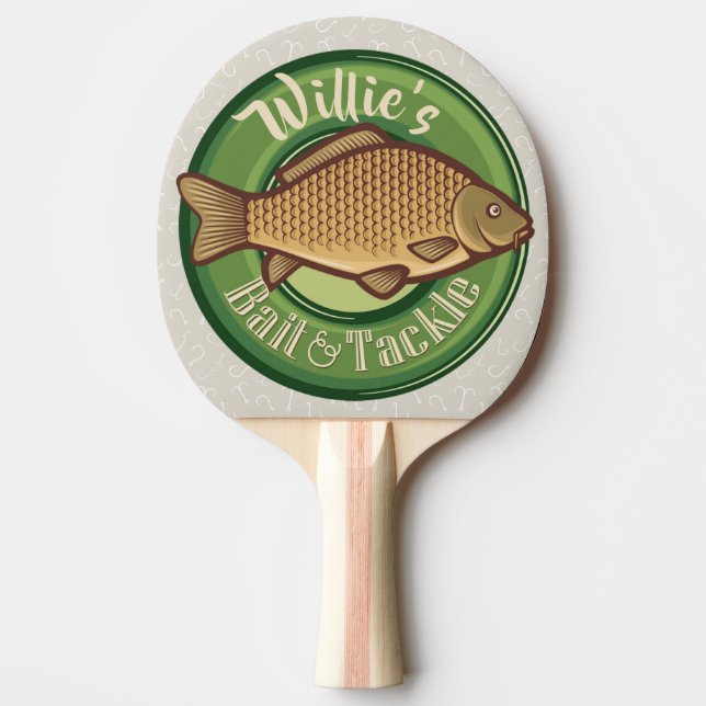 Personalized Fish and Tackle Shop Fishing Angler Ping Pong Paddle (Front)