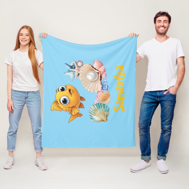 Personalized Fish Blanket | Custom Name Ocean  (In Situ)