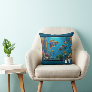 Personalized fish tank aquarium  throw pillow