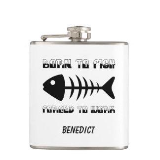 Personalized fisherman Dad gift, Born to fish Hip Flask