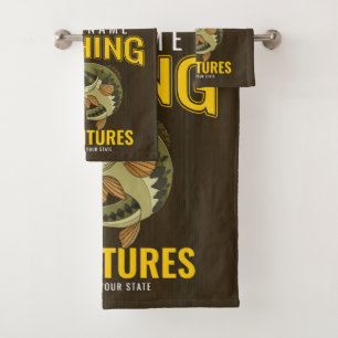 Personalized Fishing Adventures Bass Fish Angler  Bath Towel Set