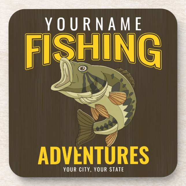 Personalized Fishing Adventures Bass Fish Angler  Coaster (Front)