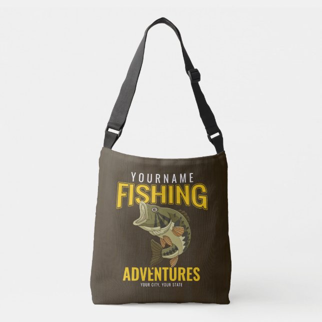 Personalized Fishing Adventures Bass Fish Angler  Crossbody Bag (Front)