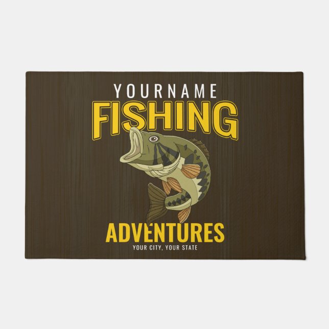 Personalized Fishing Adventures Bass Fish Angler Doormat (Front)