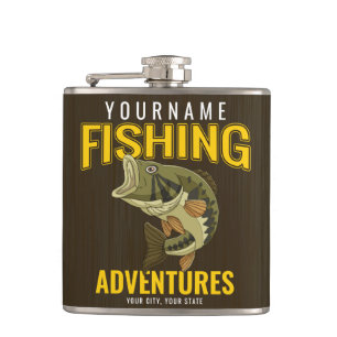 Personalized Fishing Adventures Bass Fish Angler Hip Flask