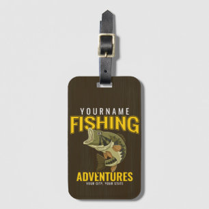 Personalized Fishing Adventures Bass Fish Angler Luggage Tag