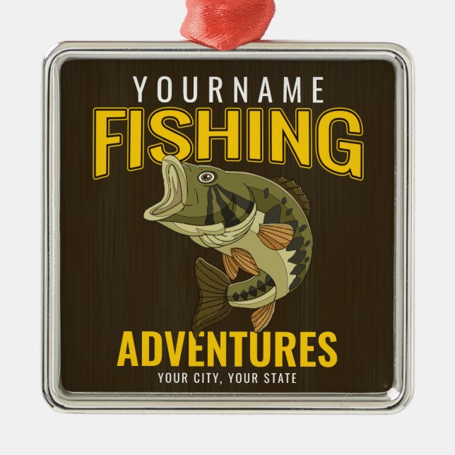 Personalized Fishing Adventures Bass Fish Angler  Metal Ornament (Front)